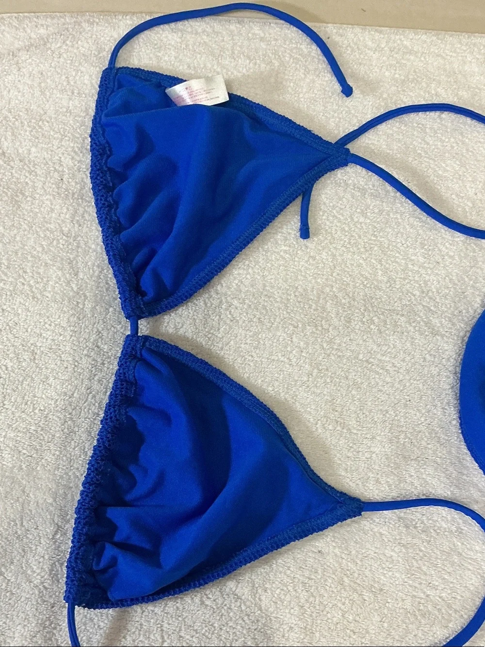 No Boundaries Royal Blue Textured Triangle Bikini Set